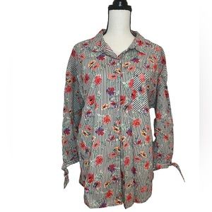 Sanctuary Women’s Button Down Top XL 100% Cotton 3/4 Sleeves